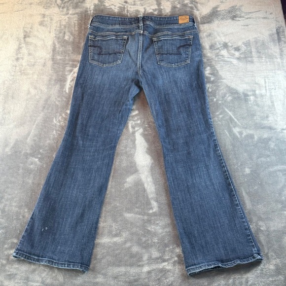 American Eagle Original Boot Women's Jeans Size 14 R High Rise Dark Wash - Picture 6 of 11